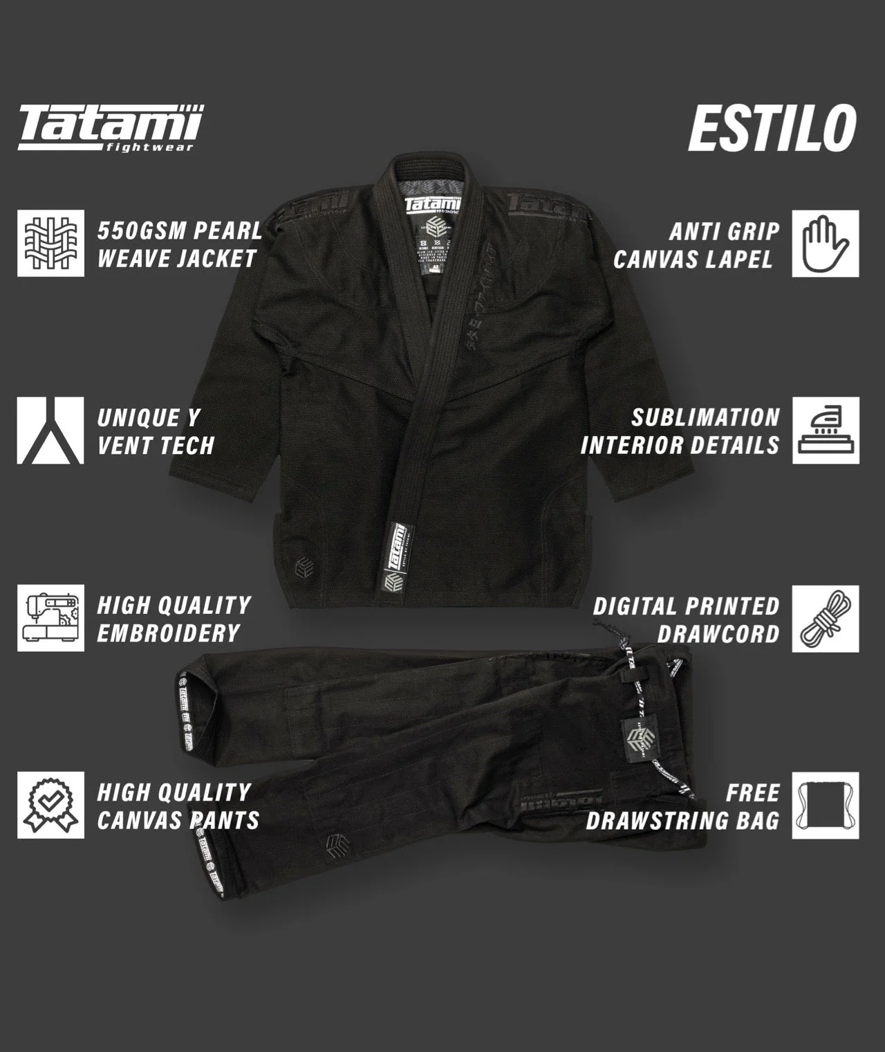 Estilo Black Label Gi - Black on Black - Image 10