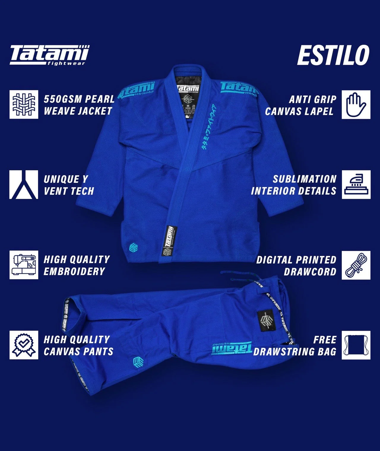 Estilo Black Label Gi - Blue on Blue - Image 9
