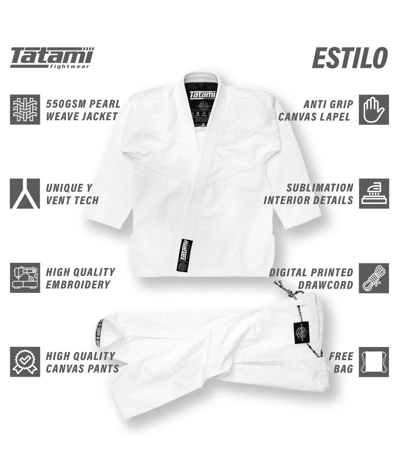 Estilo Black Label Gi - White on White - Image 10