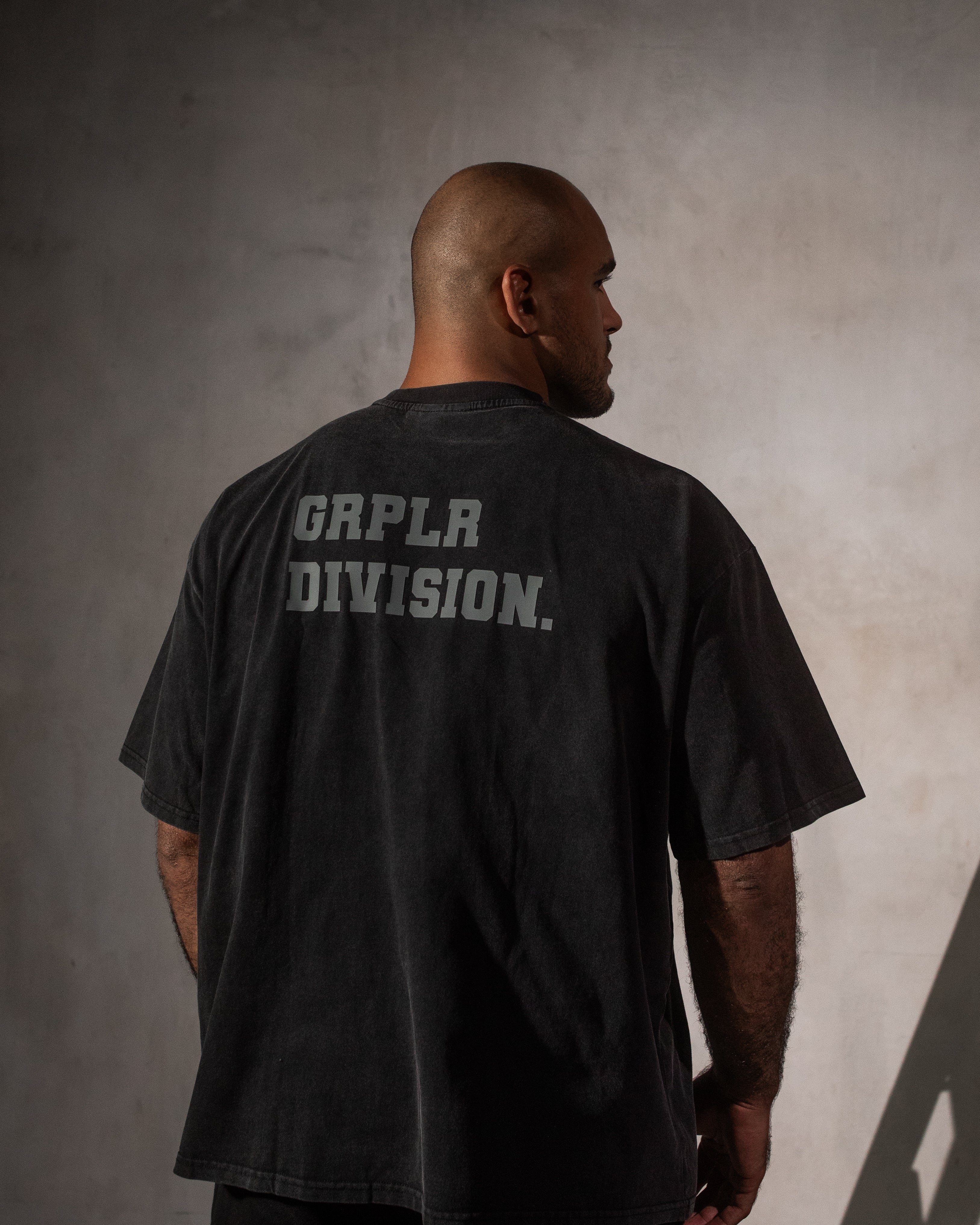 GRPLR Division Oversized Stone Washed T-Shirt - Black - Image 2
