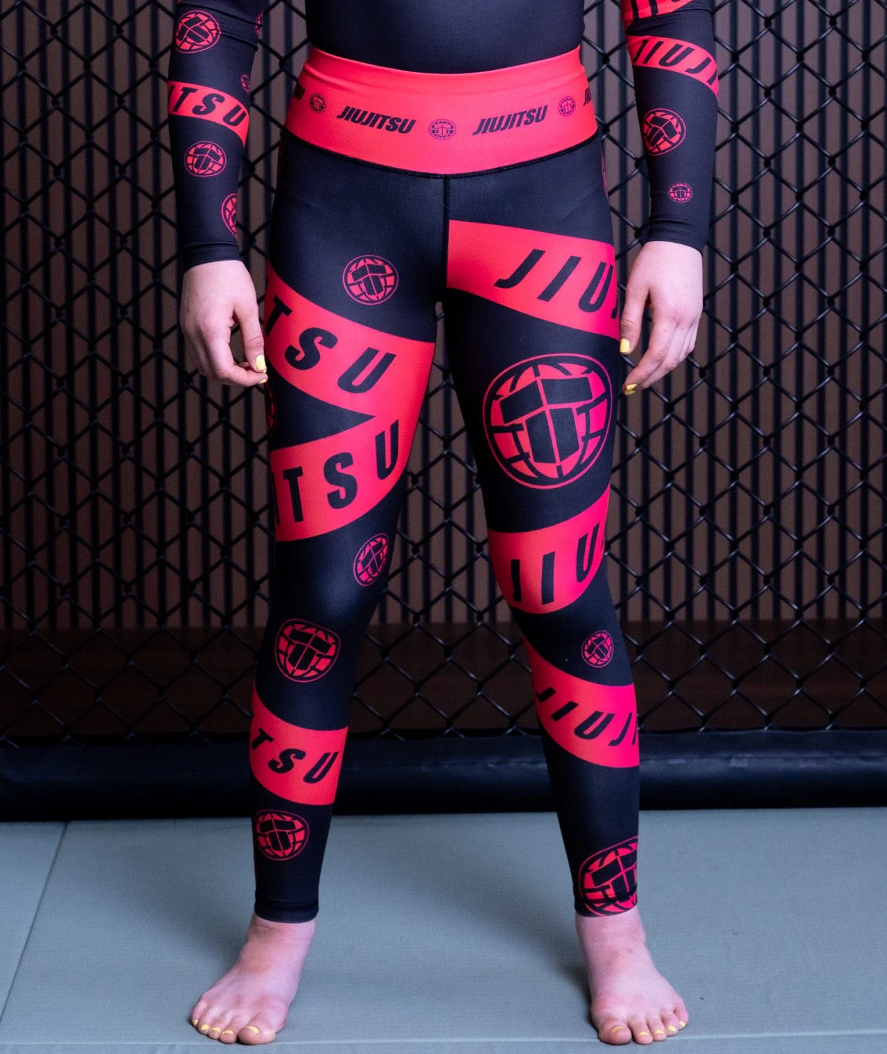 Ladies Helena Taped Leggings - Black & Pink - Image 2