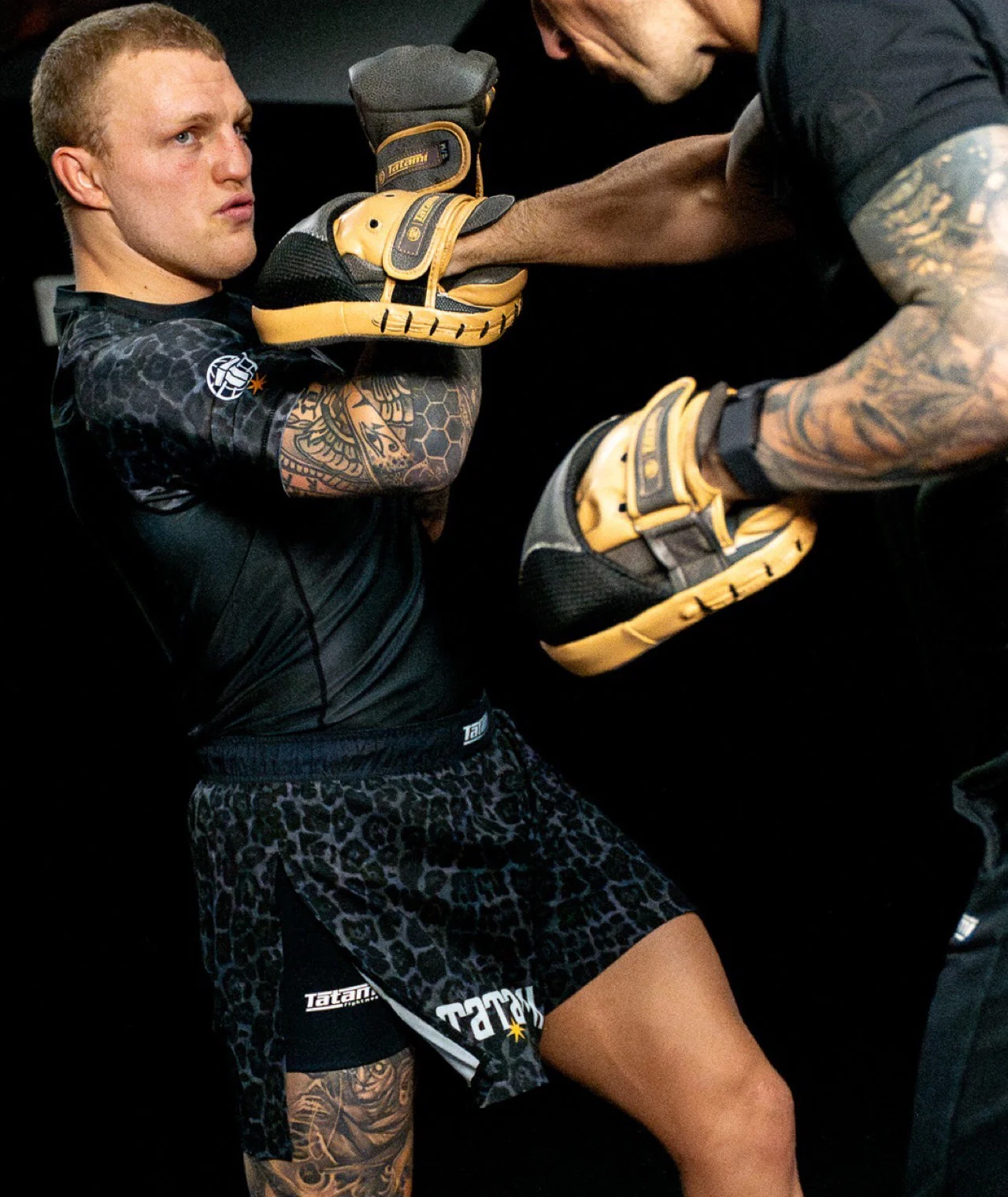 High Split MMA Shorts - Black Leopard - Image 2