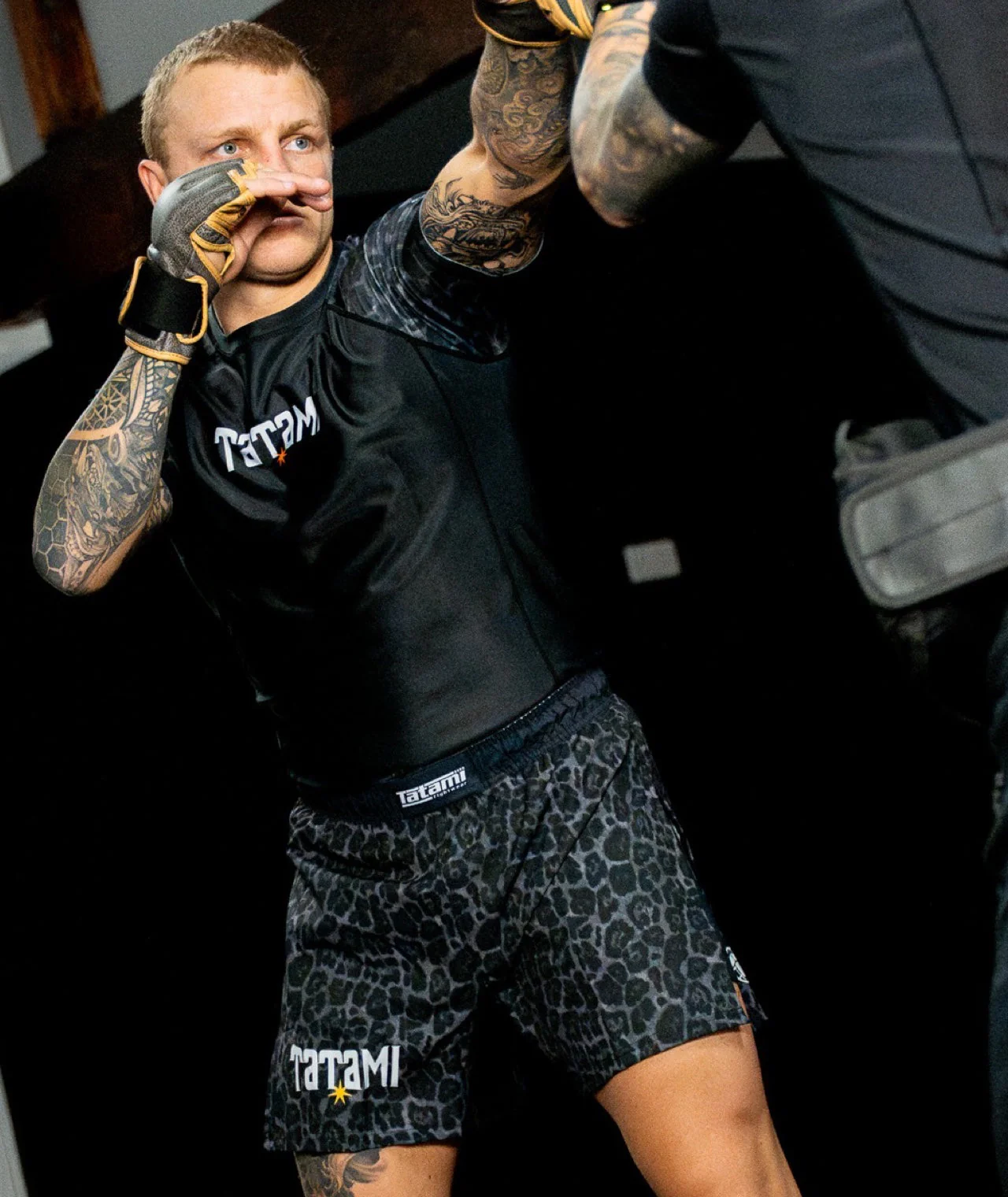 High Split MMA Shorts - Black Leopard - Image 7