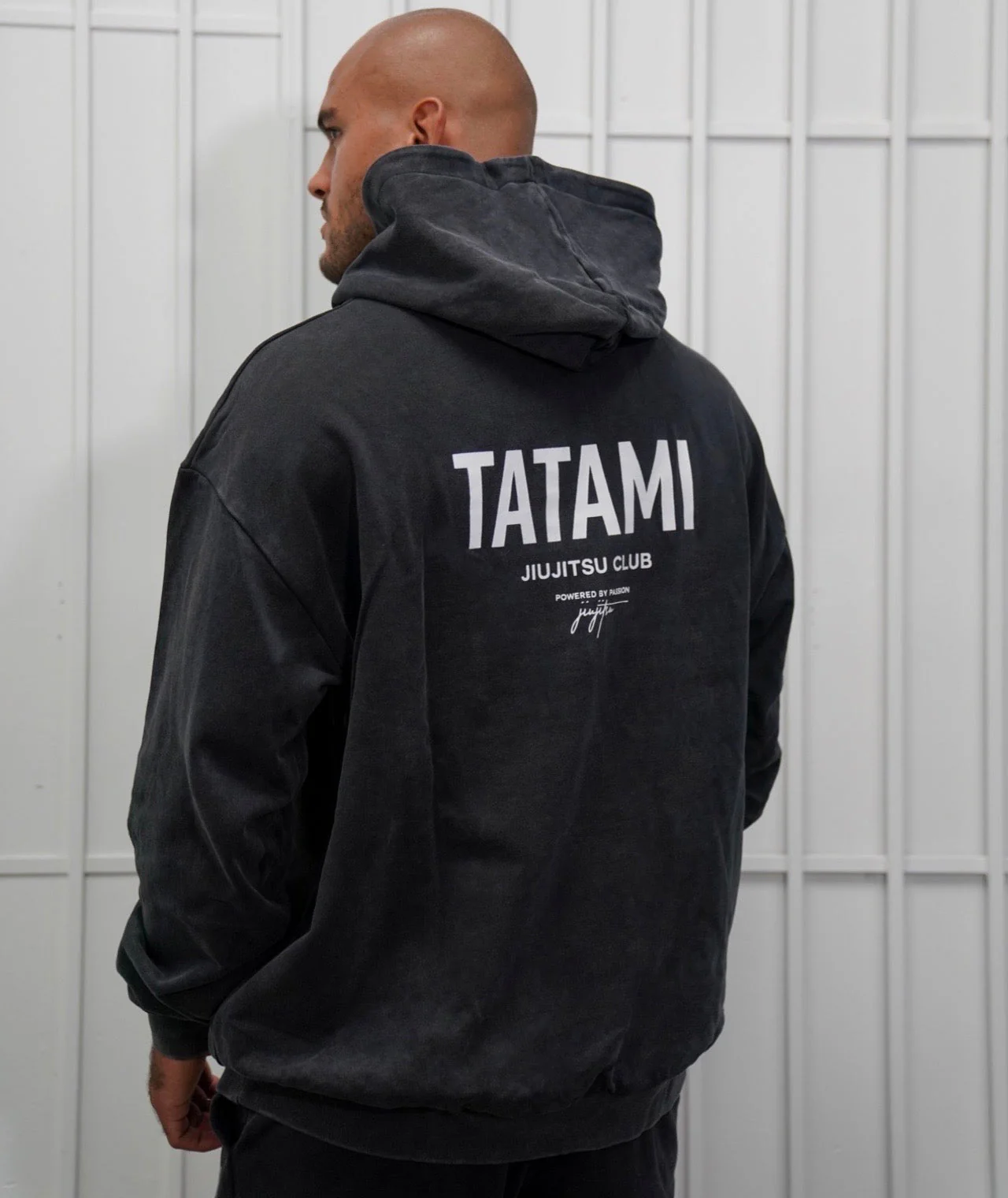 JJ Club Oversized Stonewashed Cotton Hoodie - Grey - Image 7