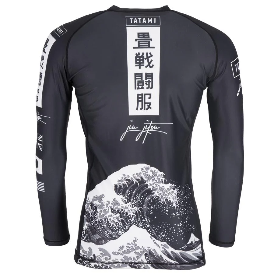 Kanagawa Long Sleeve Rash Guard - Black - Image 3