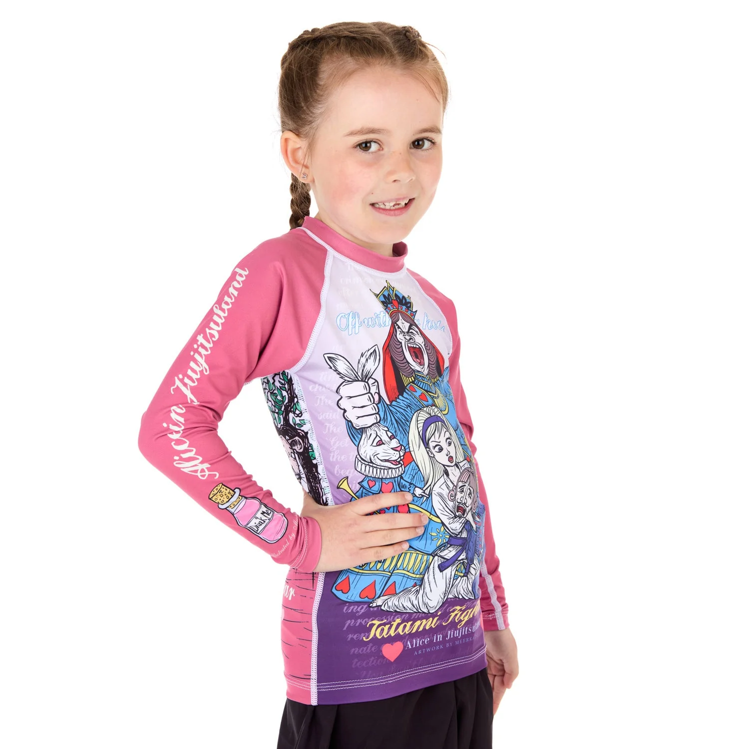 Kids Meerkatsu Alice in Jiu-Jitsu Land Rash Guard - Image 3