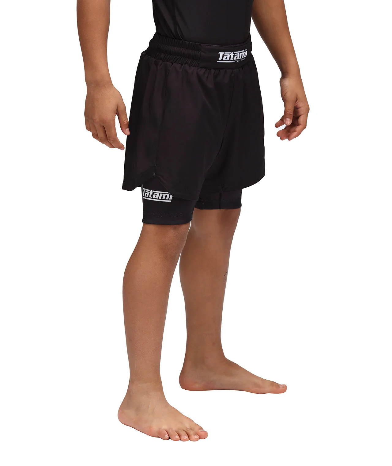 Kids Dual Layer Grappling Shorts - Black - Image 4