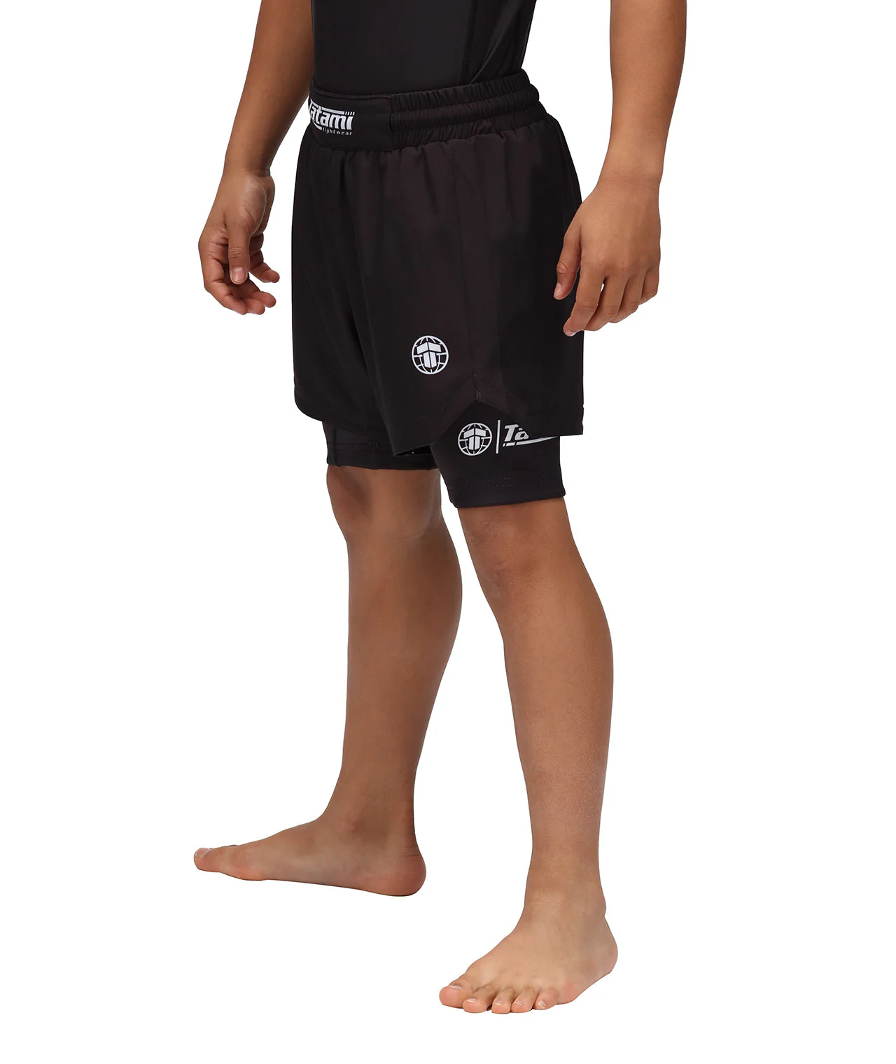 Kids Dual Layer Grappling Shorts - Black - Image 5