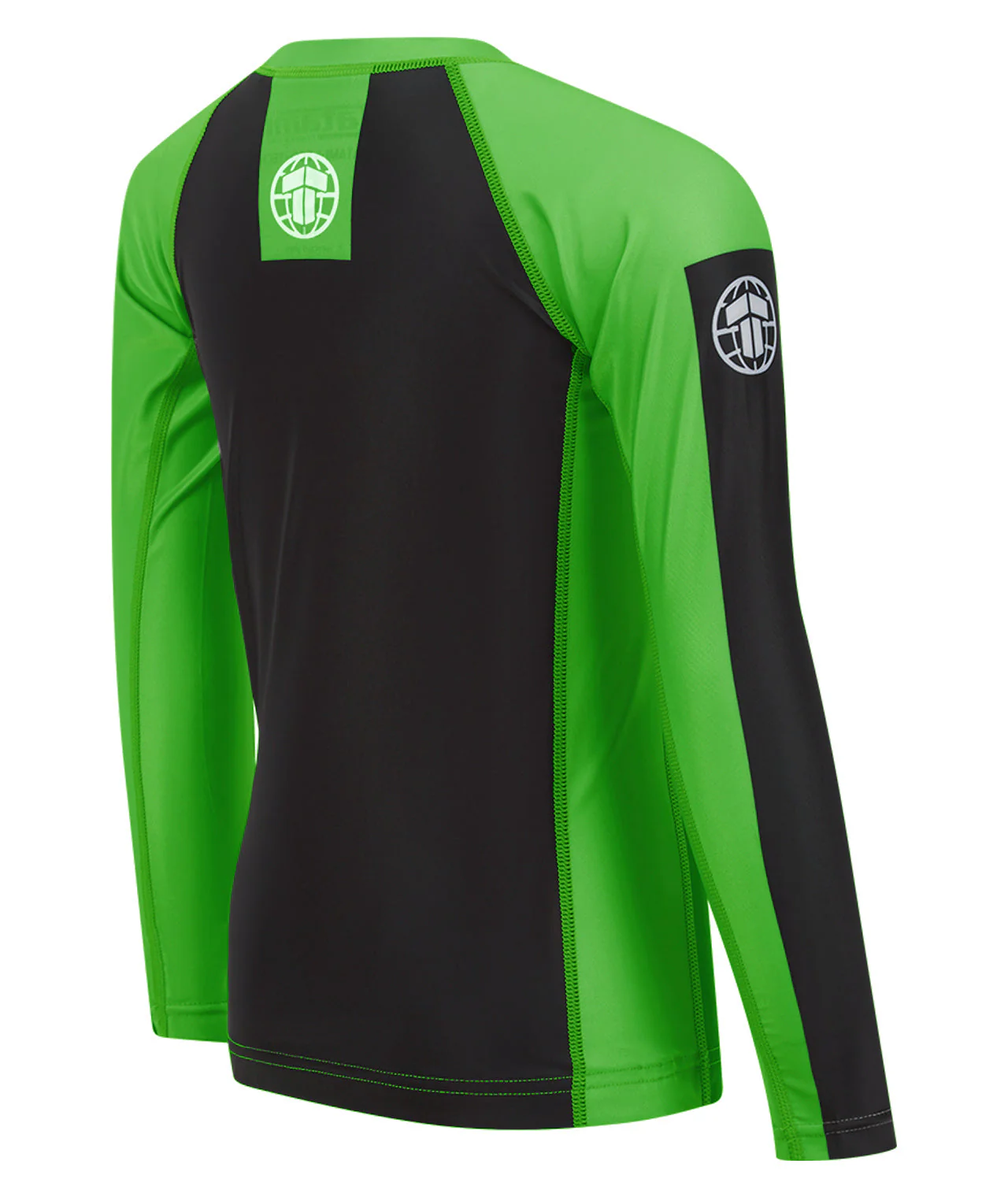 Kids IBJJF Ranked Long Sleeve Rash Guard - Green - Image 4