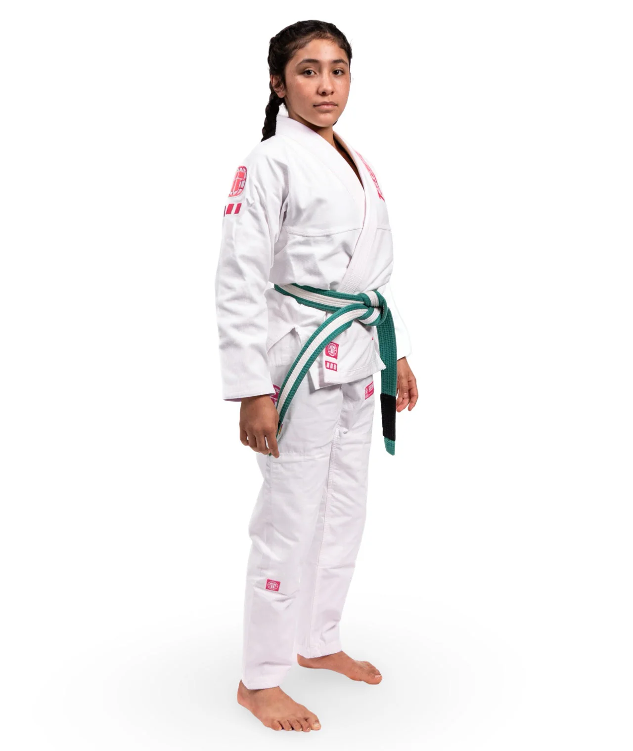 Kids Pro Series Gi - White & Wild Rose - Image 5
