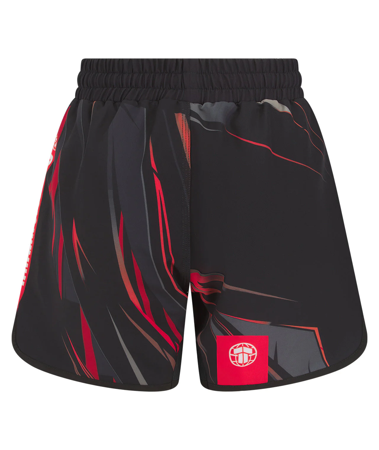 Ladies Abstract High Cut Shorts - Grey & Red - Image 3