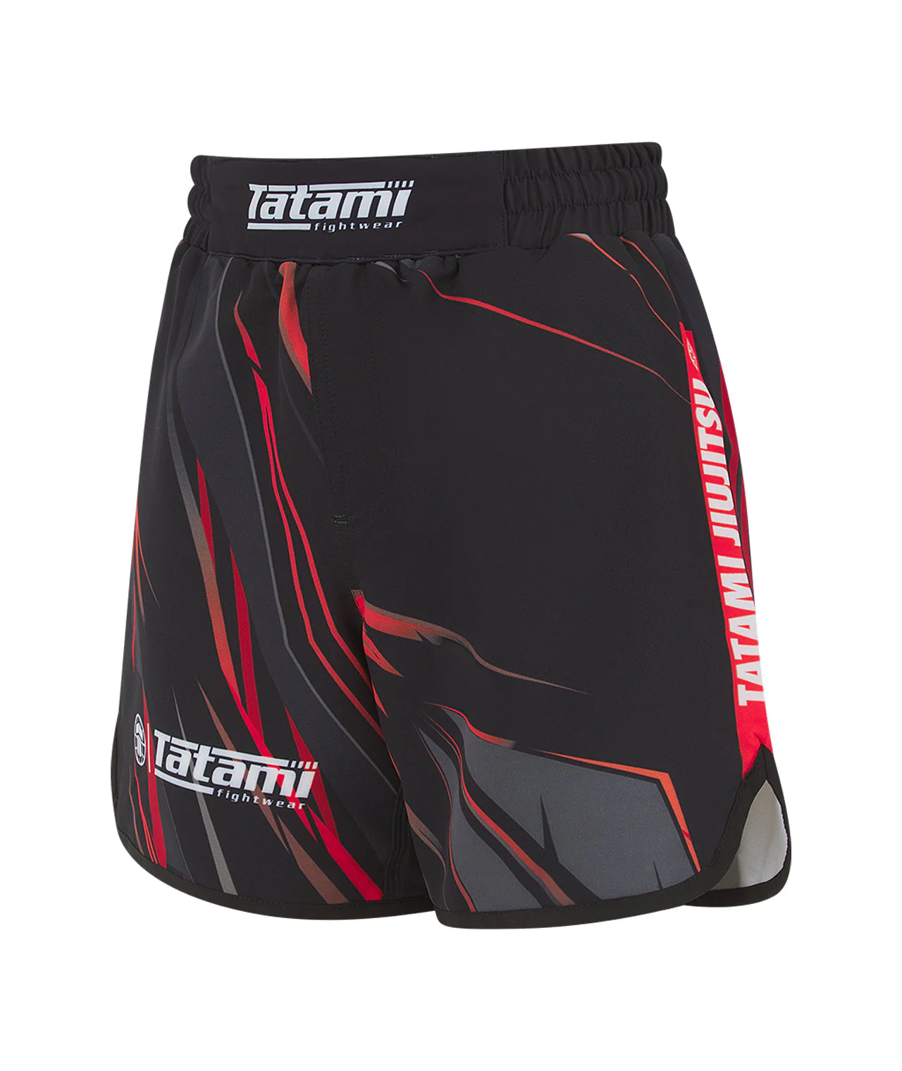 Ladies Abstract High Cut Shorts - Grey & Red - Image 4