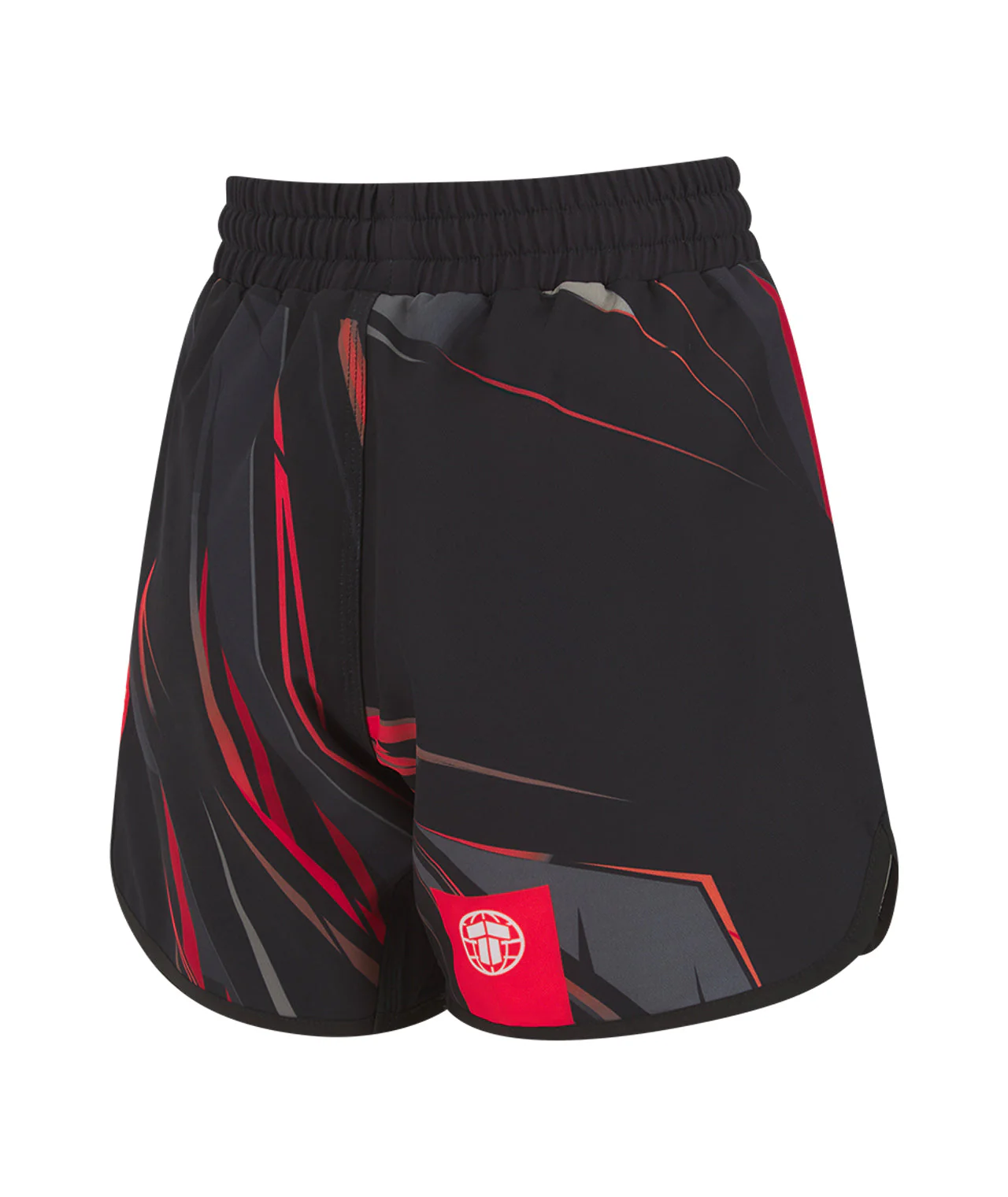Ladies Abstract High Cut Shorts - Grey & Red - Image 5