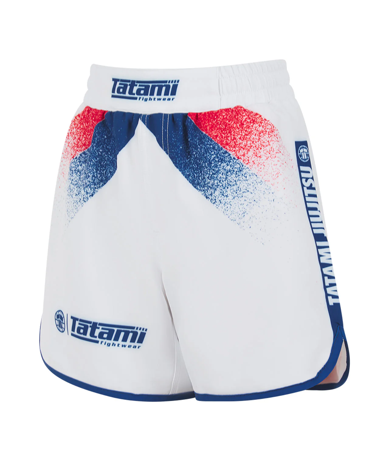 Ladies Abstract High Cut Shorts - White & Navy - Image 3