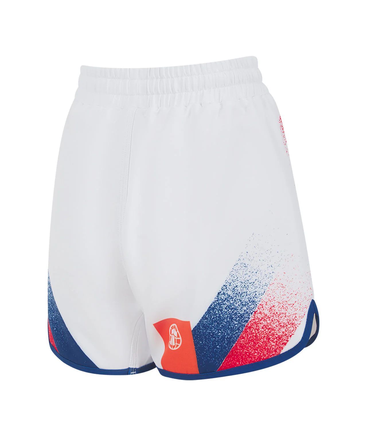 Ladies Abstract High Cut Shorts - White & Navy - Image 4