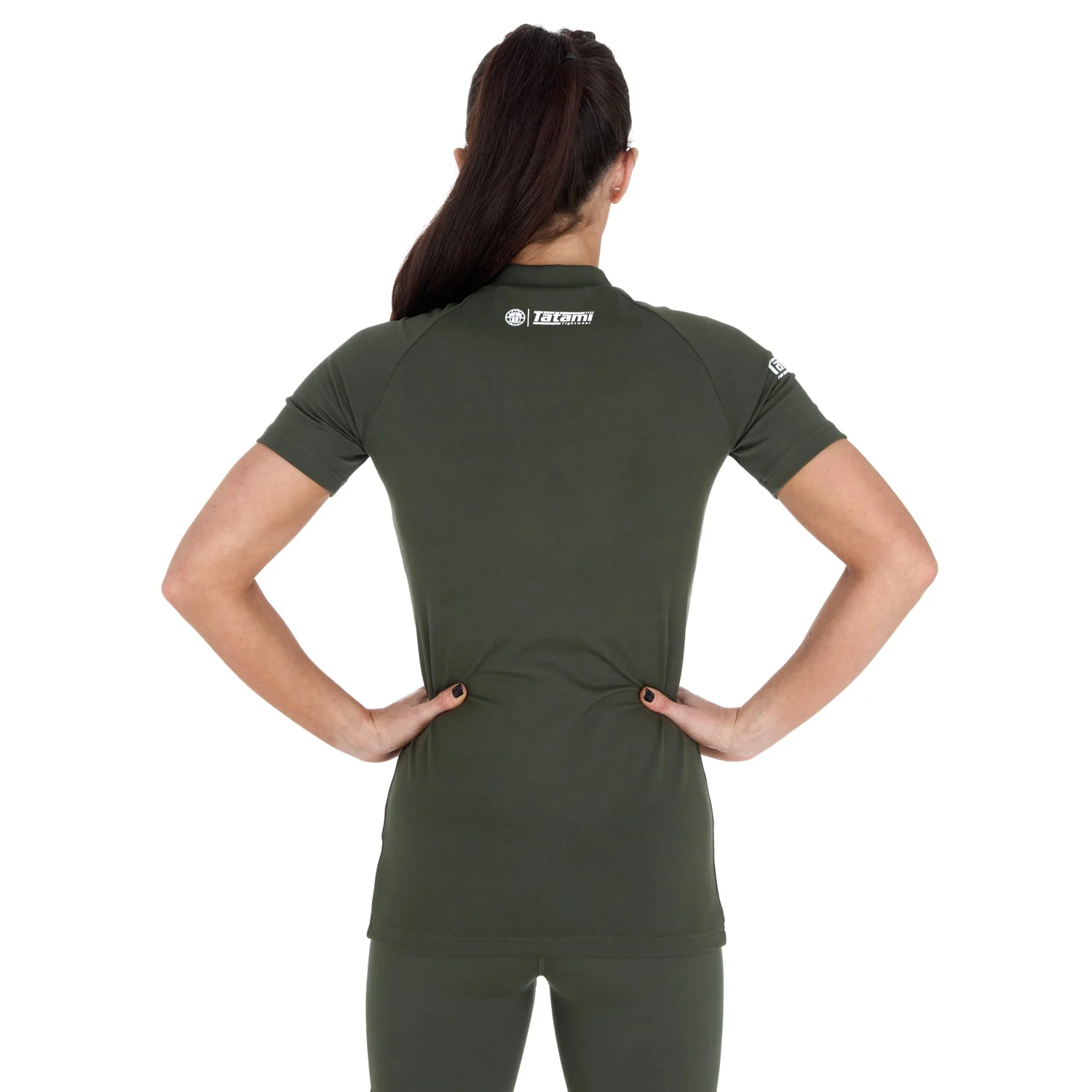 Ladies Agile Short Sleeve Rash Guard - Khaki - Image 6
