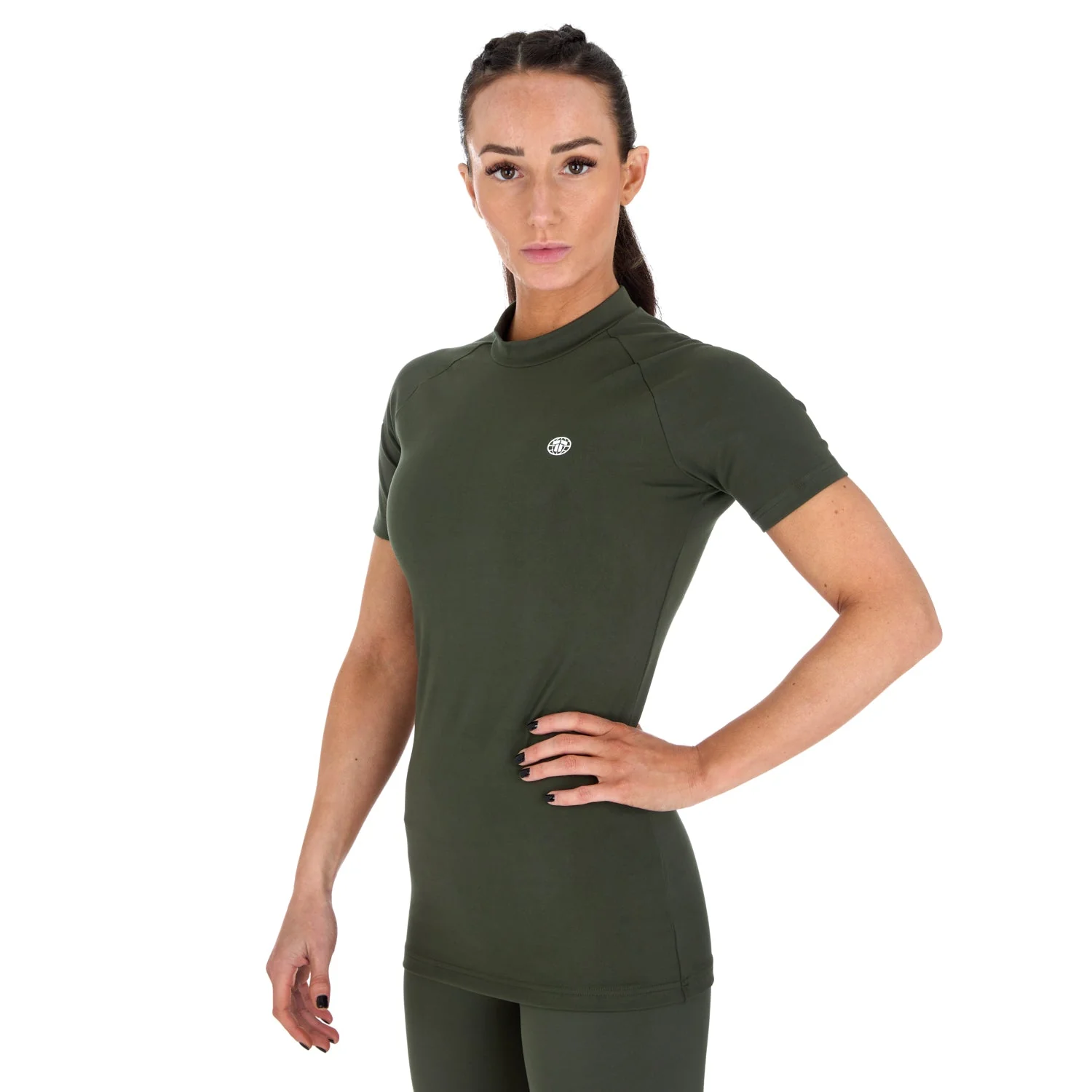 Ladies Agile Short Sleeve Rash Guard - Khaki - Image 7