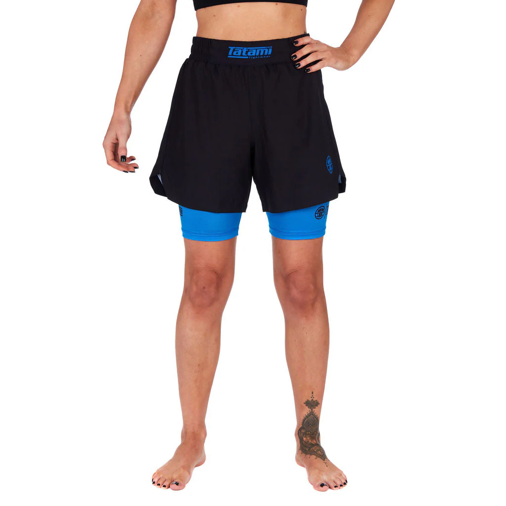 Ladies Dual Layer Grappling Shorts - Blue - Image 6