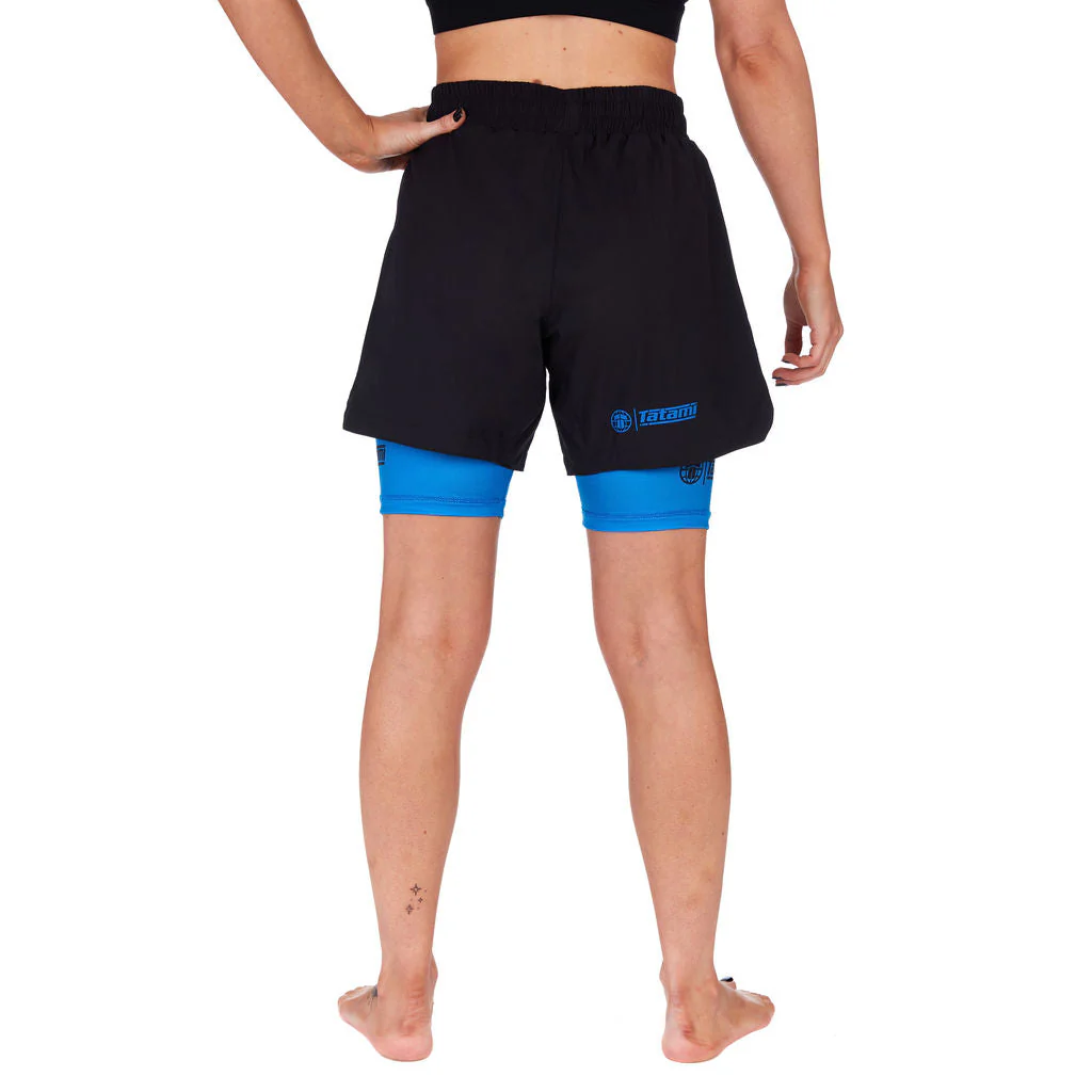 Ladies Dual Layer Grappling Shorts - Blue - Image 7
