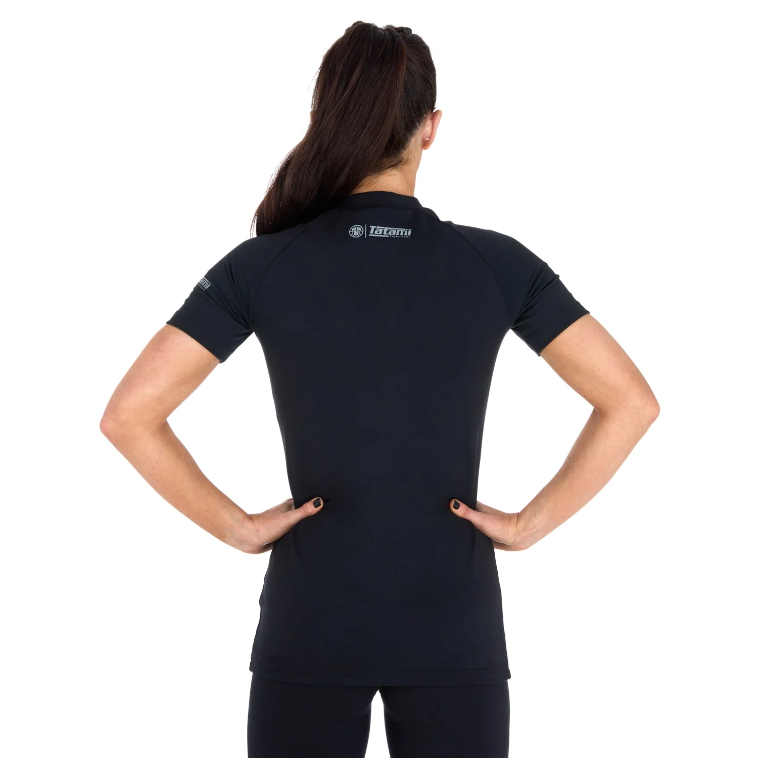 Ladies Fusion Short Sleeve Rash Guard - Black - Image 6