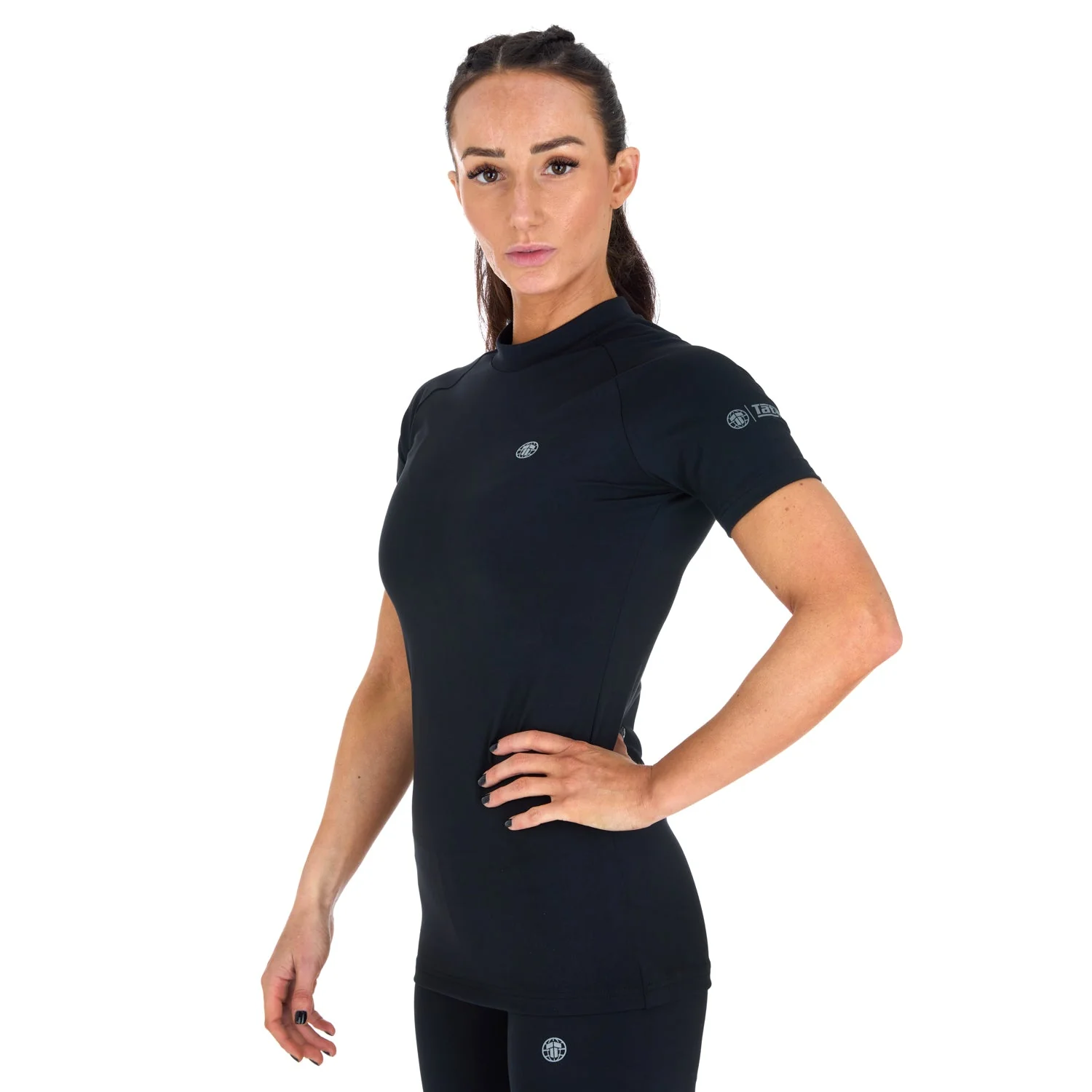 Ladies Fusion Short Sleeve Rash Guard - Black - Image 7