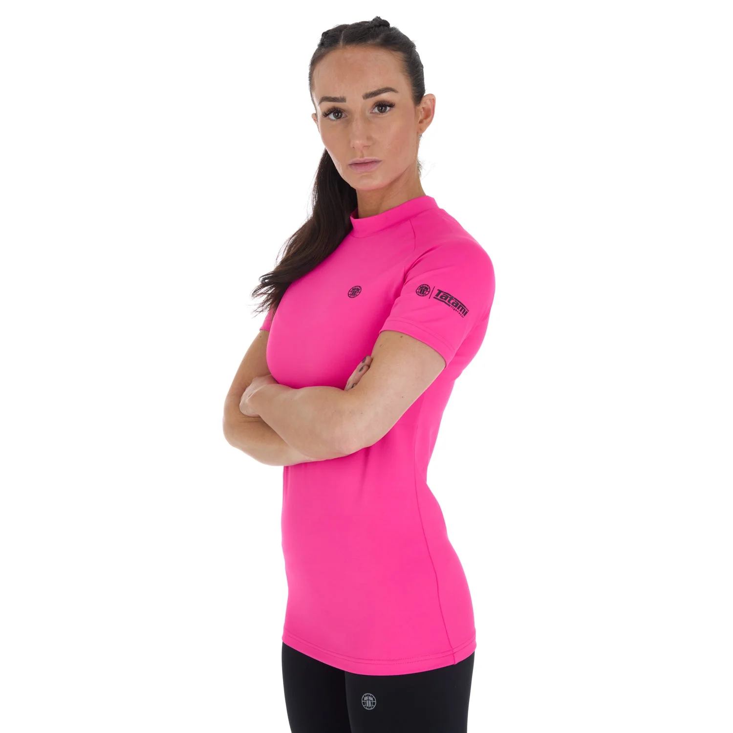 Ladies Fusion Short Sleeve Rash Guard - Pink - Image 7