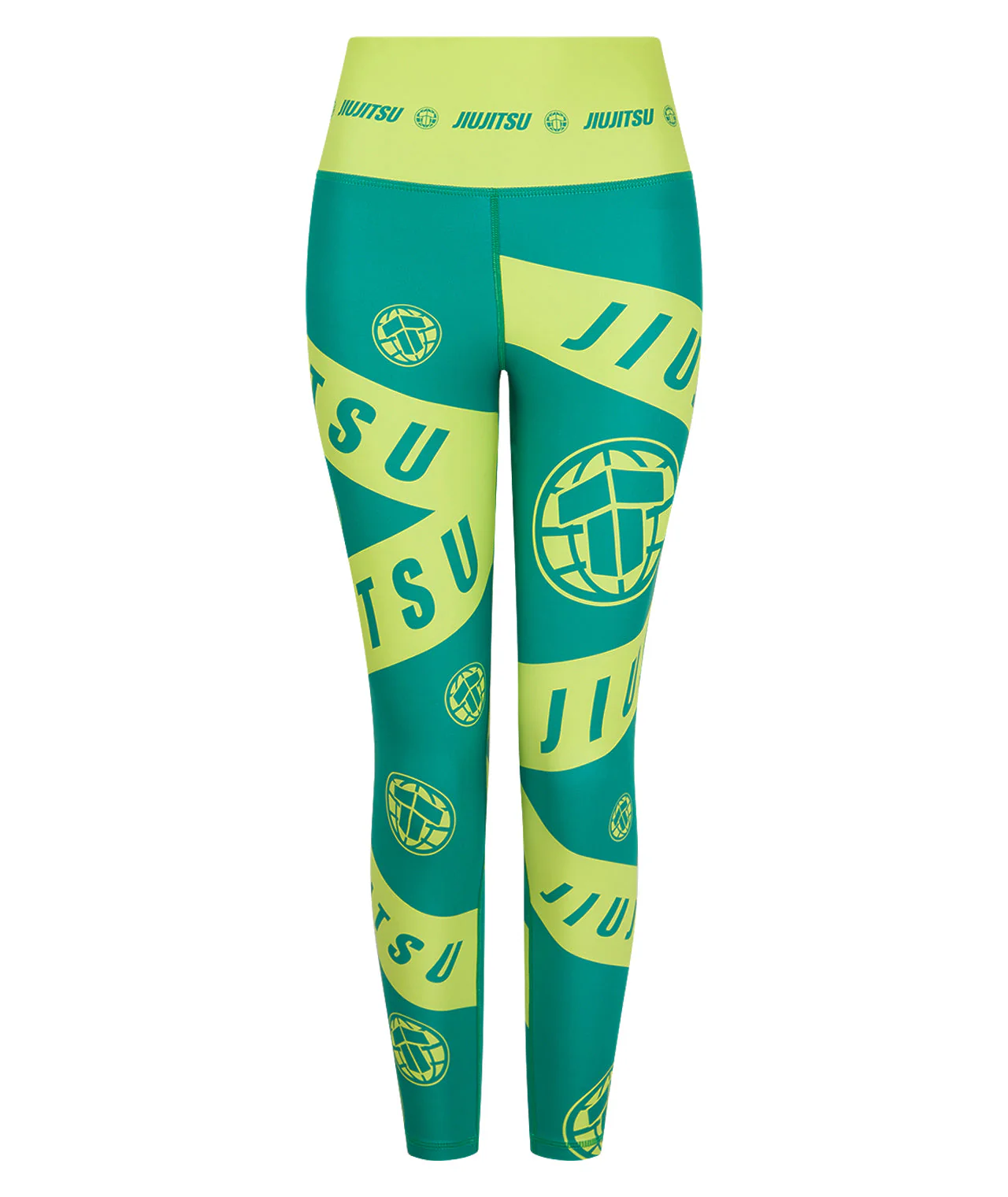Ladies Helena Taped Leggings - Green & Yellow