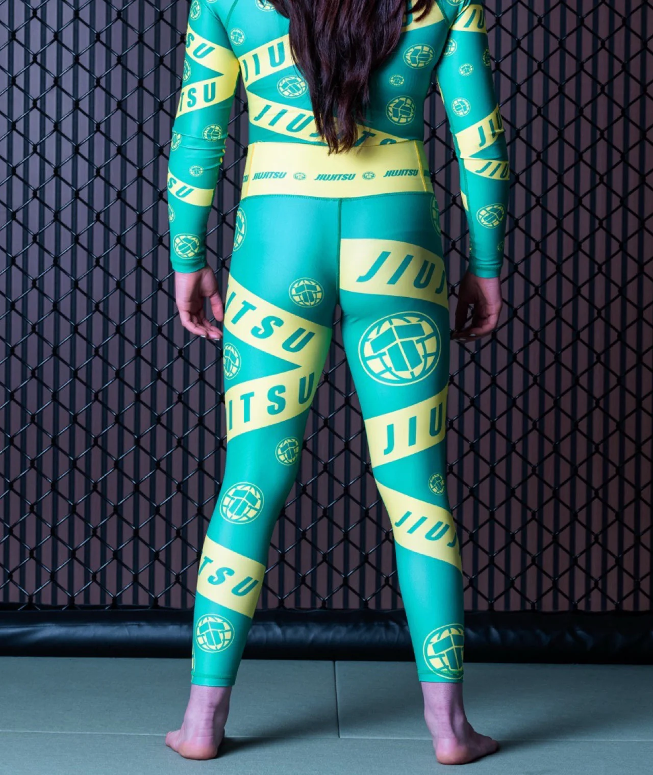 Ladies Helena Taped Leggings - Green & Yellow - Image 7