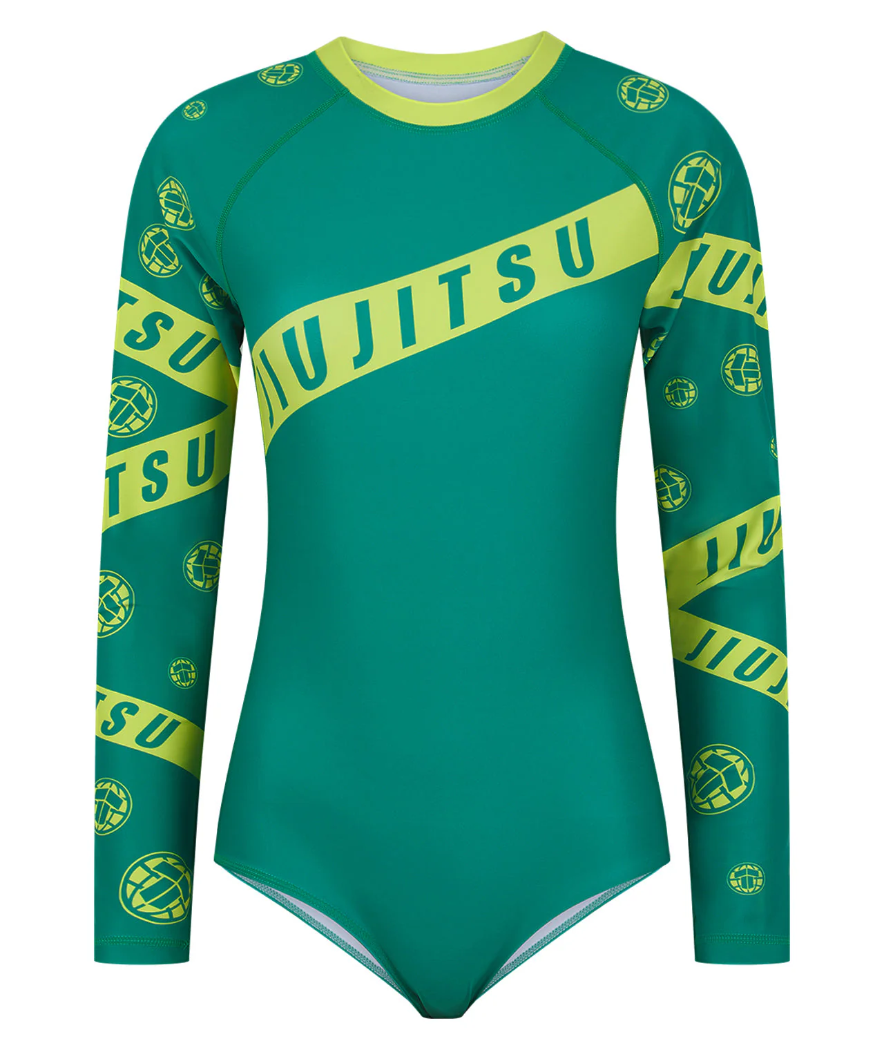 Ladies Helena Taped Leotard - Green & Yellow