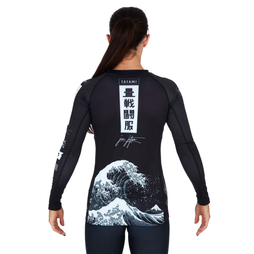 Ladies Kanagawa Long Sleeve Rash Guard - Black - Image 6