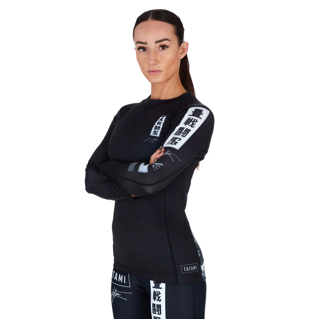 Ladies Kanagawa Long Sleeve Rash Guard - Black - Image 7