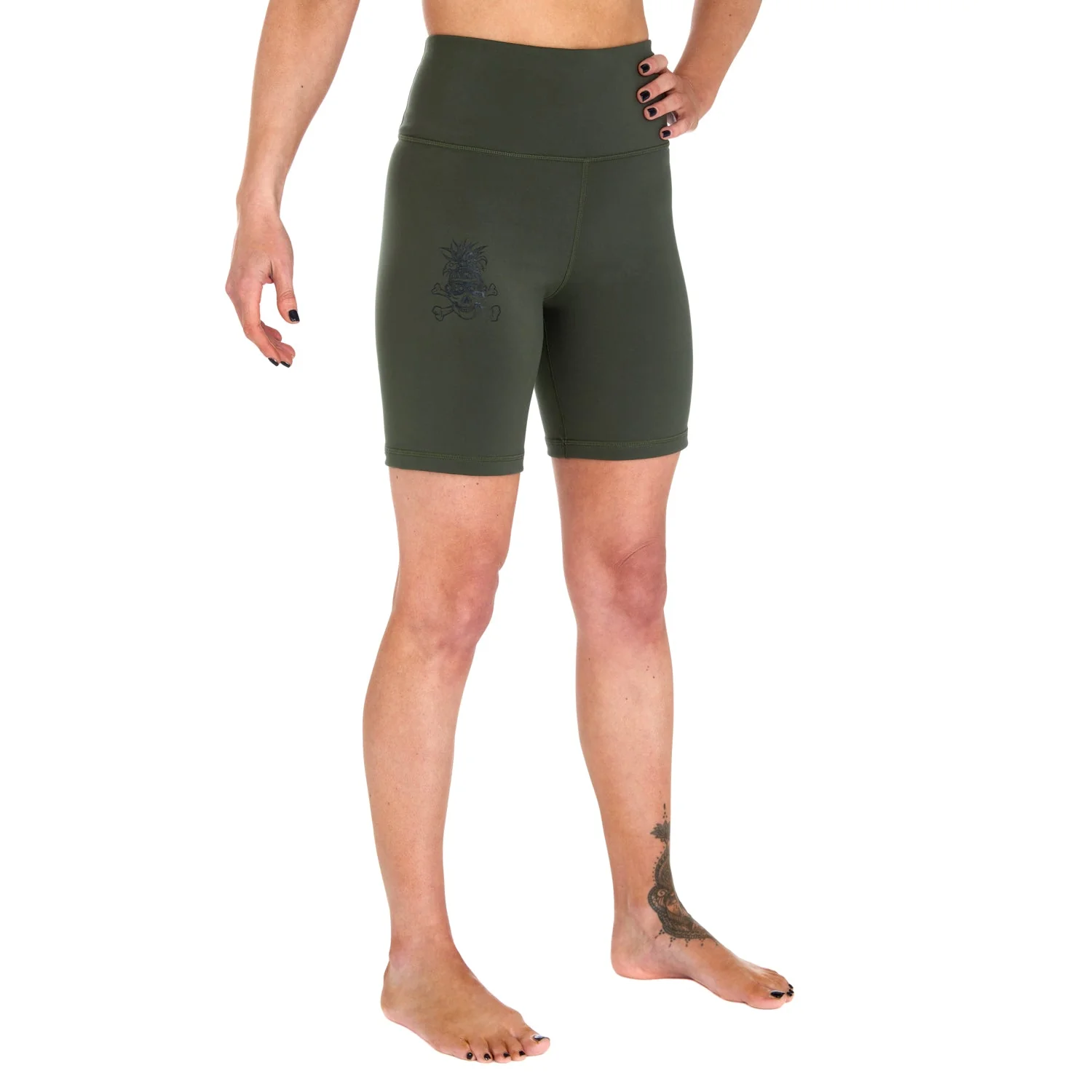 Ladies REORG Pineapple Compression Shorts - Khaki - Image 4