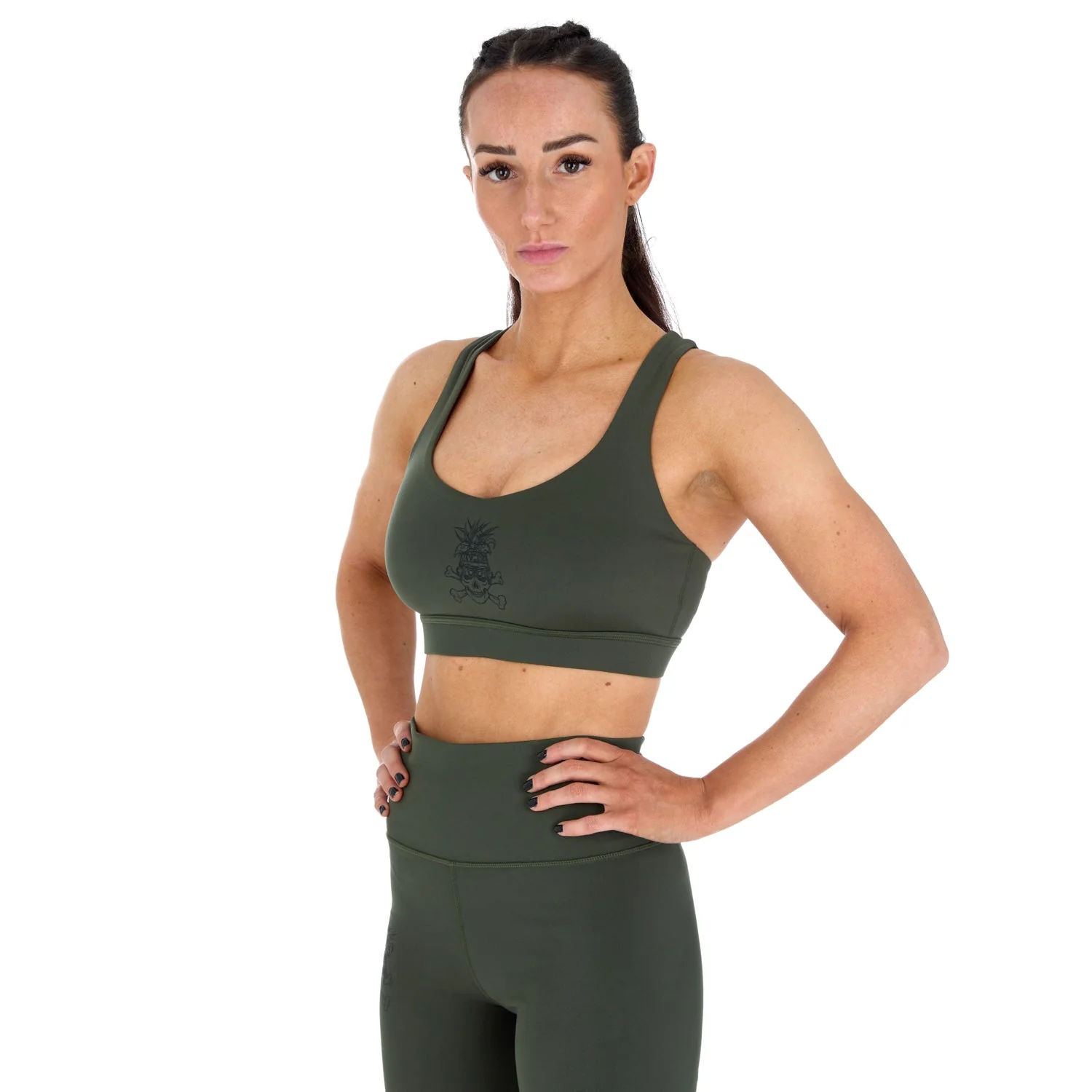 Ladies REORG Pineapple Sports Bra - Khaki - Image 4