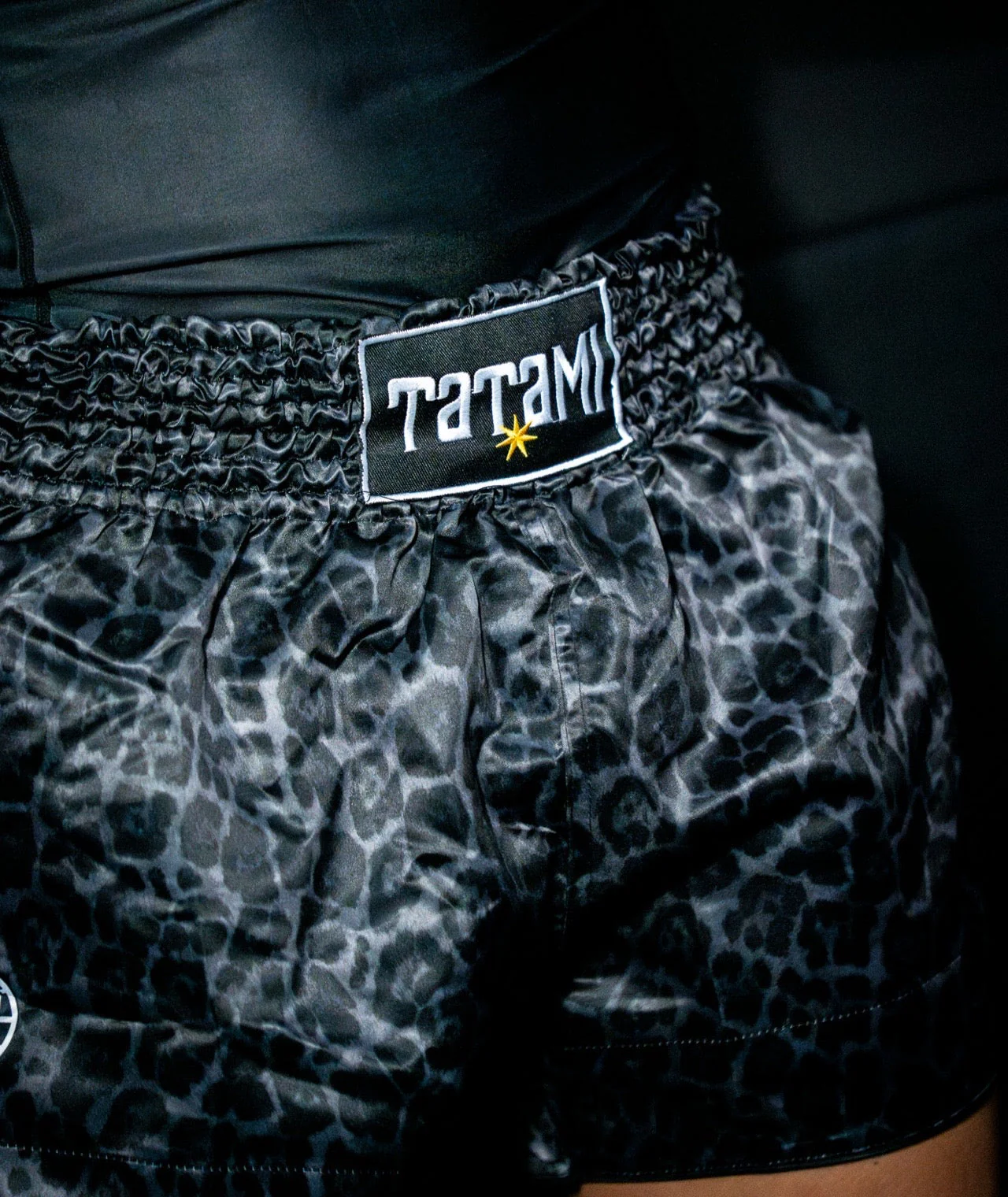 Muay Thai Shorts - Black Leopard - Image 6