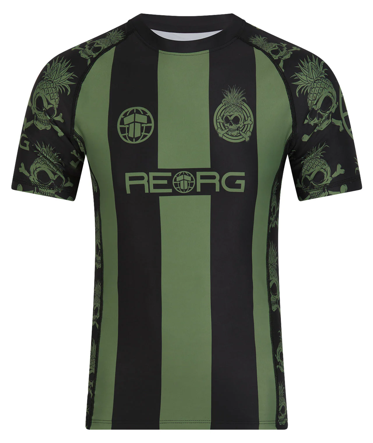 Reorg Striped Rash Guard - Khaki & Black