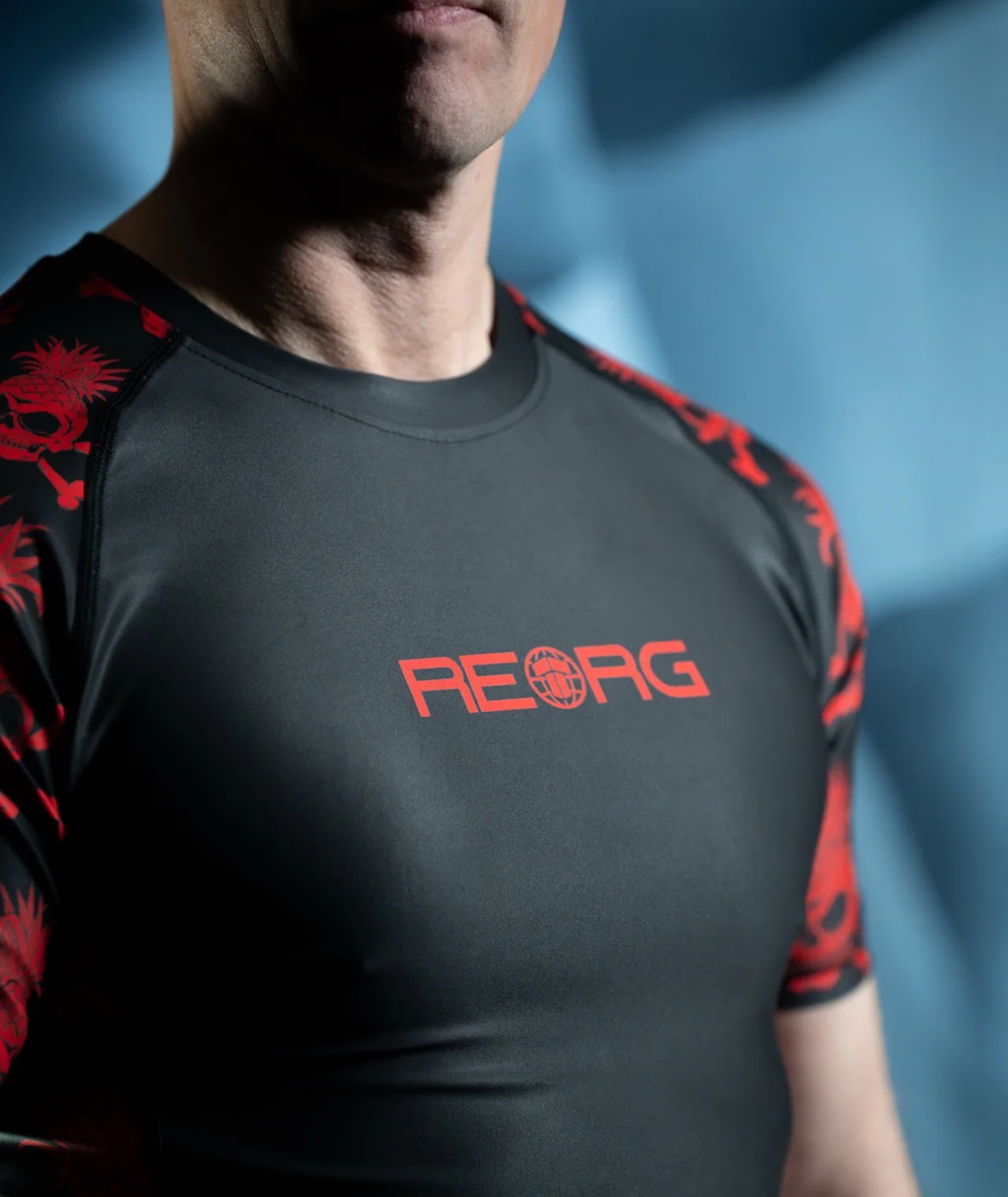 Reorg The World Rash Guard - Black & Red - Image 2