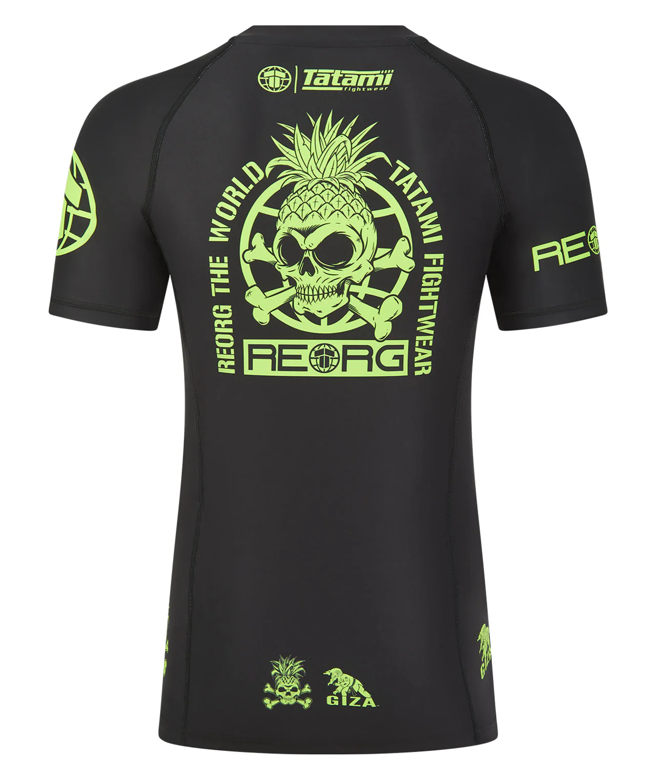 Reorg The World Rash Guard - Black & Neon Green - Image 3