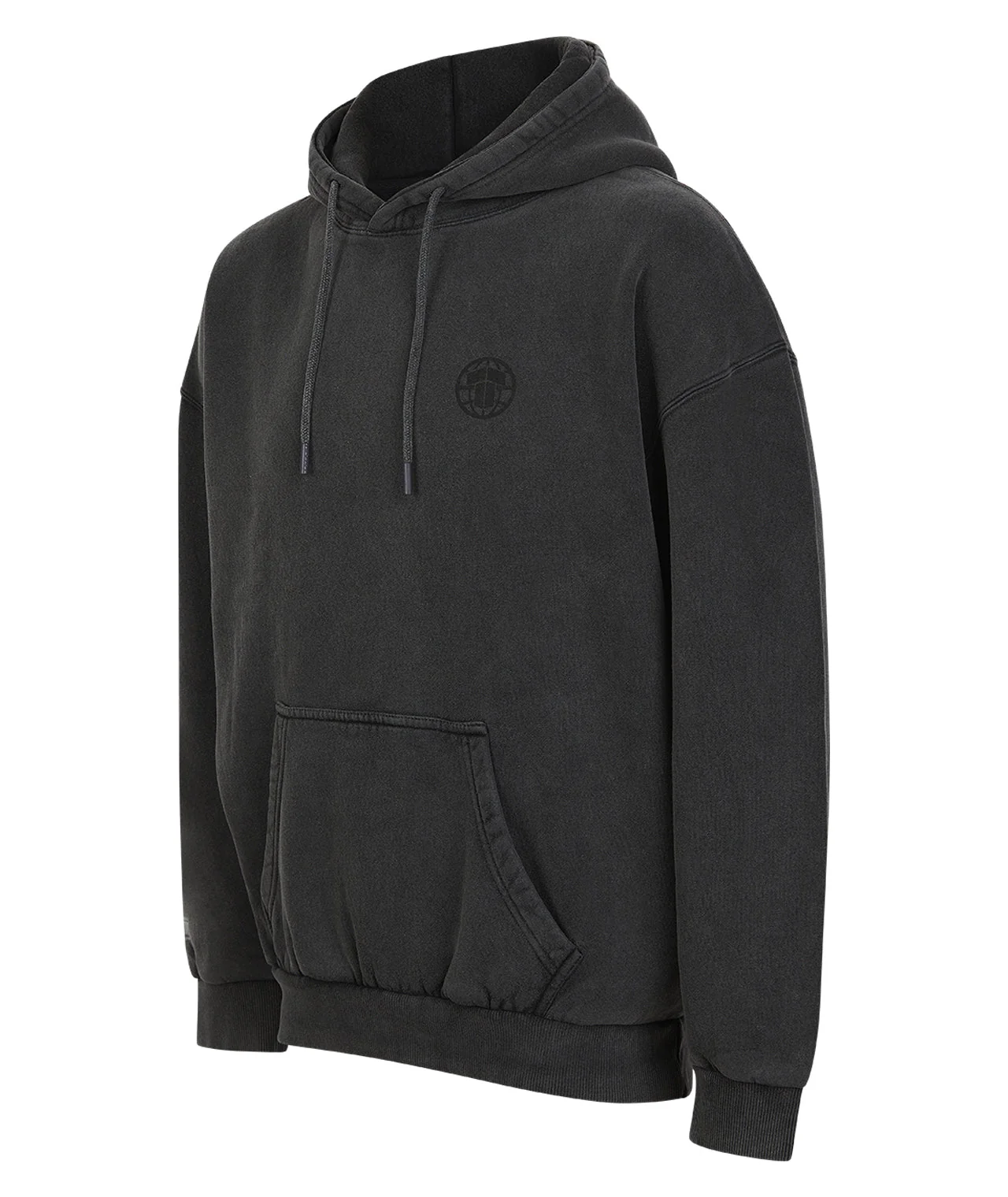 Tatami Globe Stonewashed Hoodie - Black On Grey - Image 3