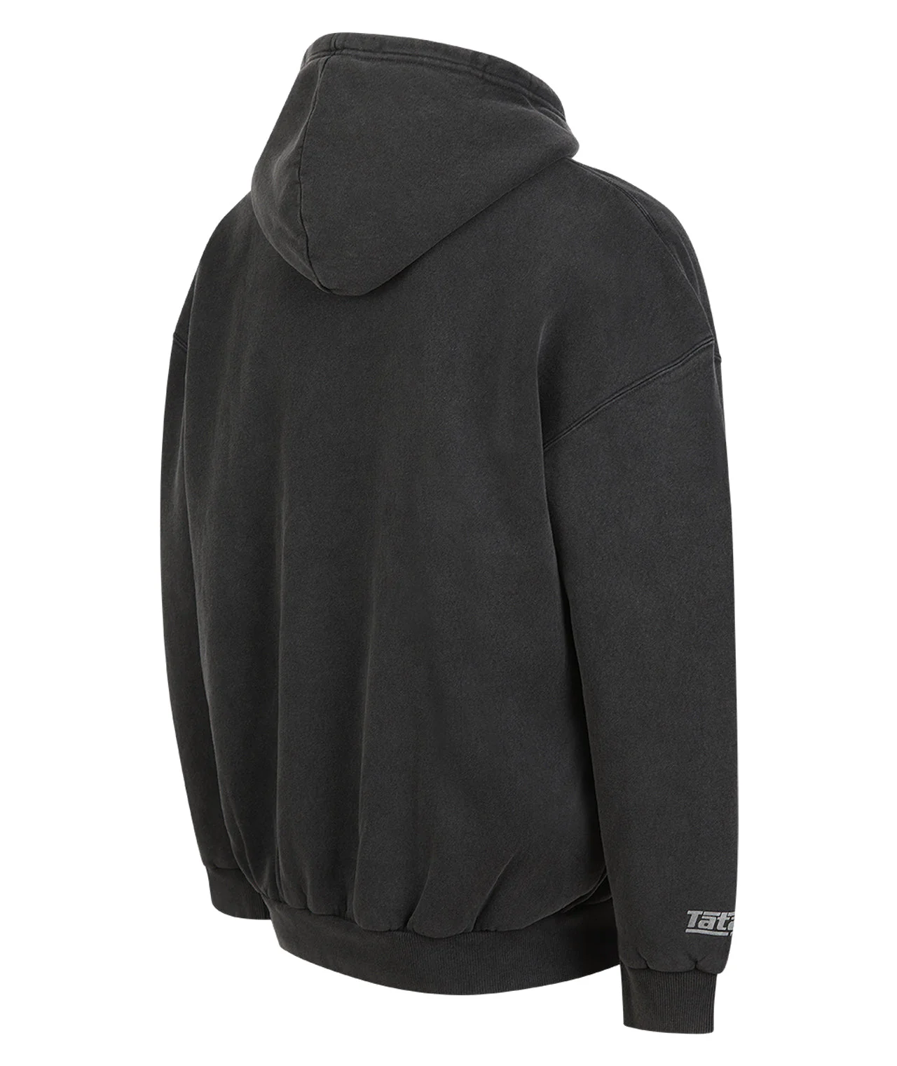 Tatami Globe Stonewashed Hoodie - Black On Grey - Image 4